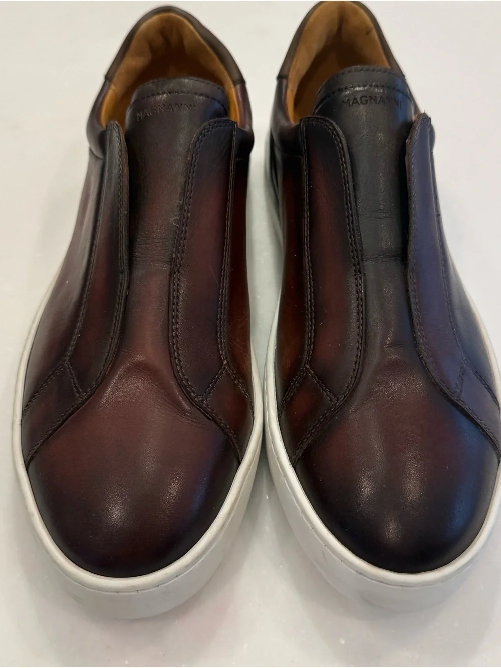 Magnanni Mens Gaslon Dress Sneakers Brown Leather Slip-On Sz US 8.5 EU 41.5 NEW